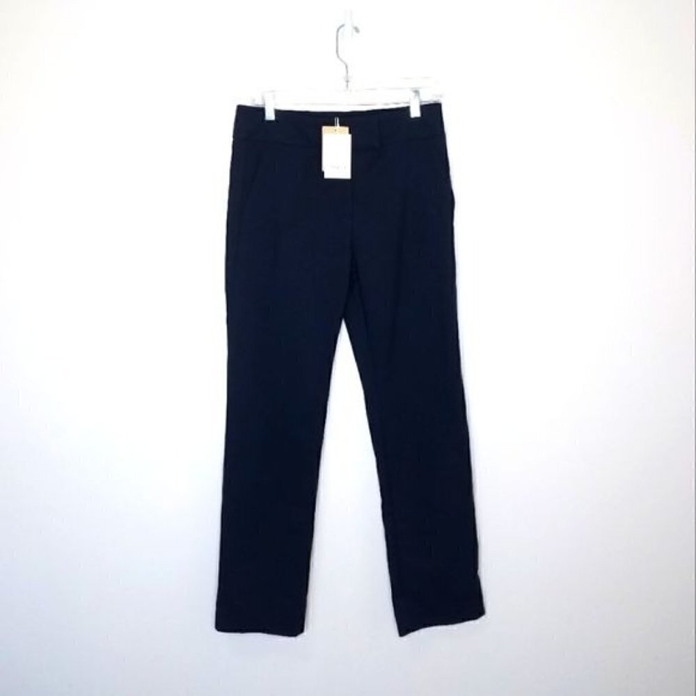 FRNCH Paris straight leg stretch pant navy size L NWT